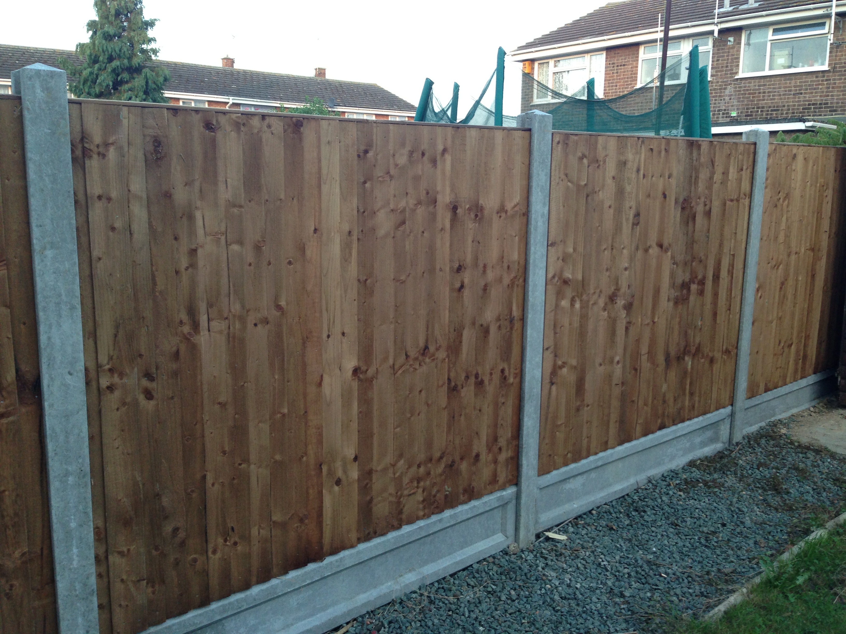 feather edged fencing with gravel boards and concrete posts
